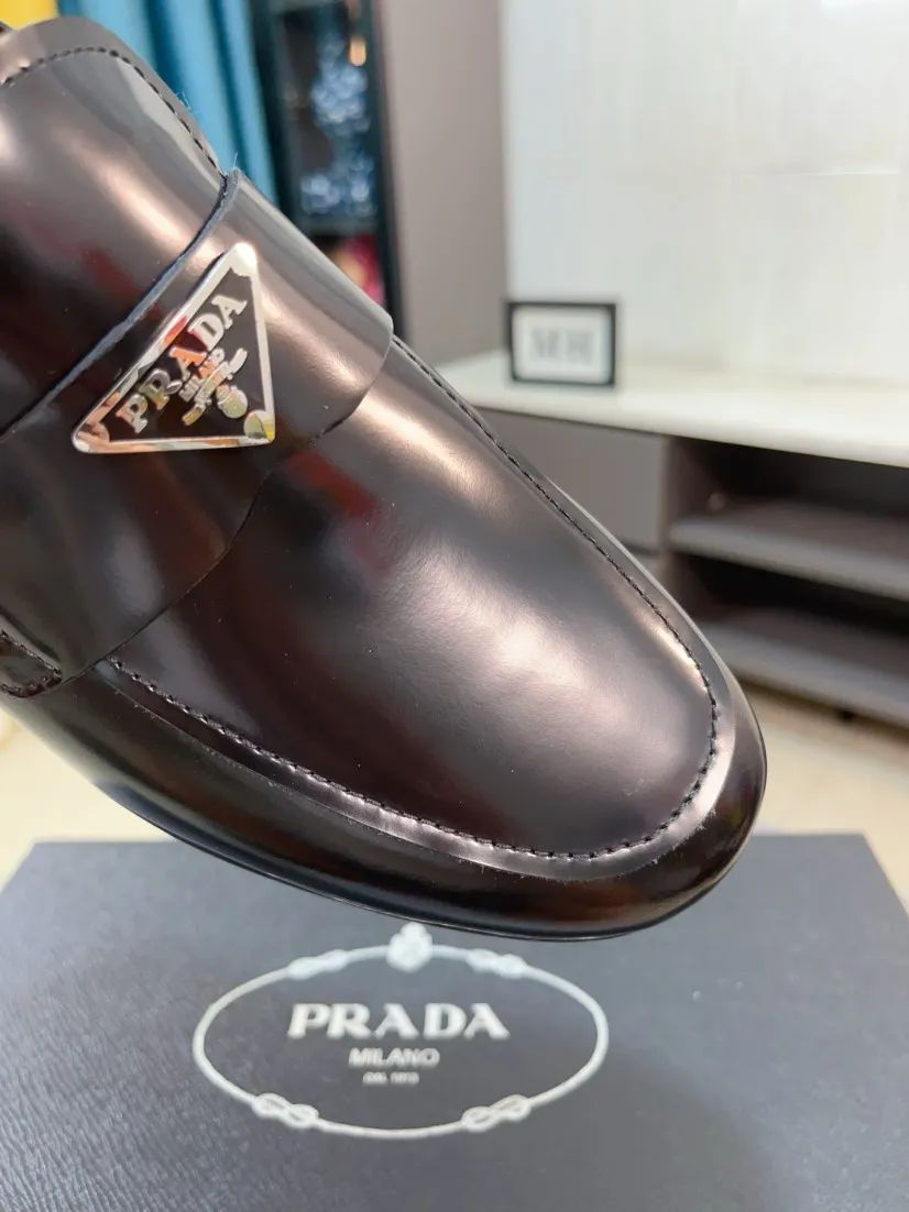 Men's shoes 💰540🌹🌹【PRADA Leather Shoes】Top purchasing agency Original imported Italian custom-made open-edge beaded cowhide leather surface, fully imported water-dyed breathable cowhide lining, original factory special molded sole super comfortable, size: 38-44